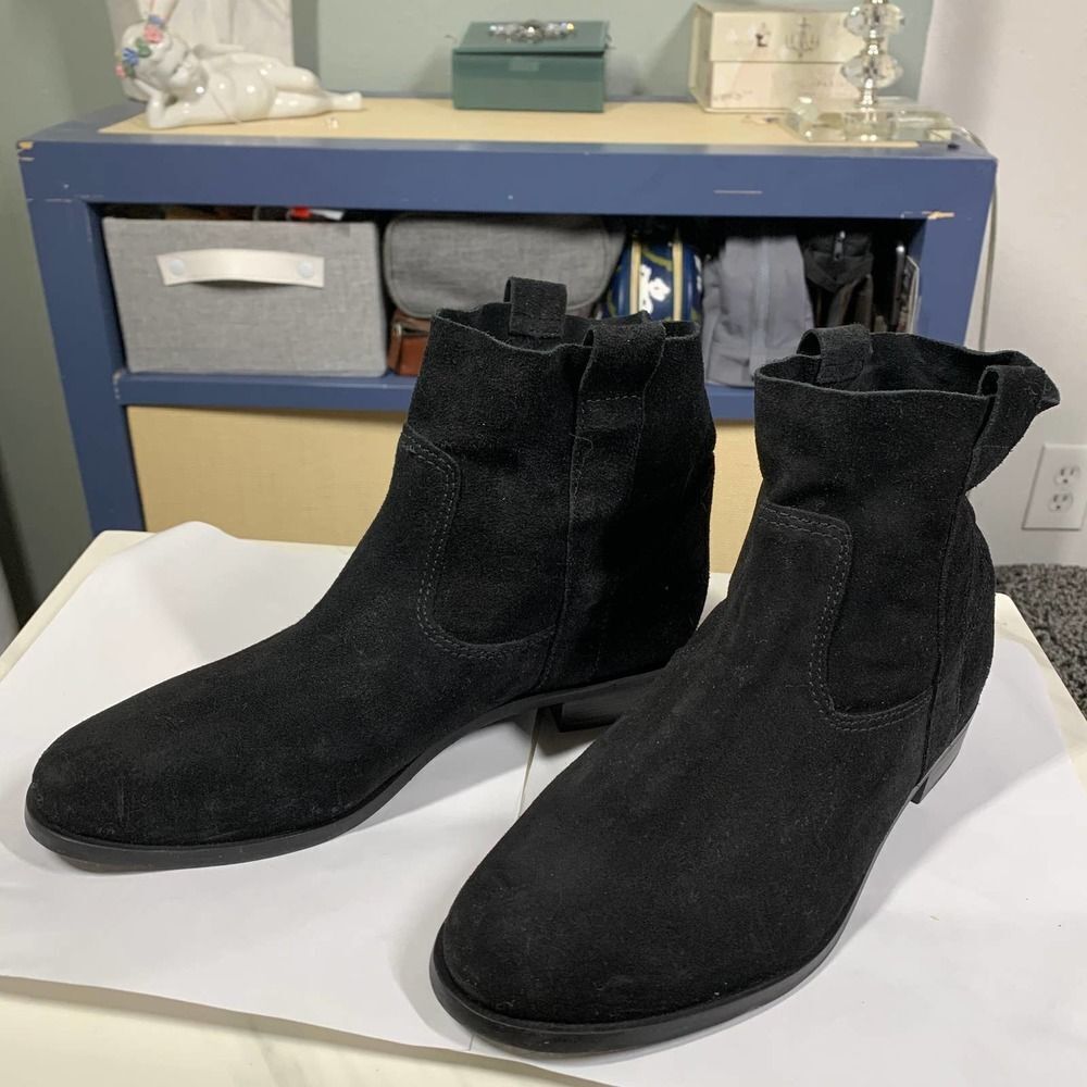 GIANNI BINI black genuine suede ankle boots booties sz 9 womens